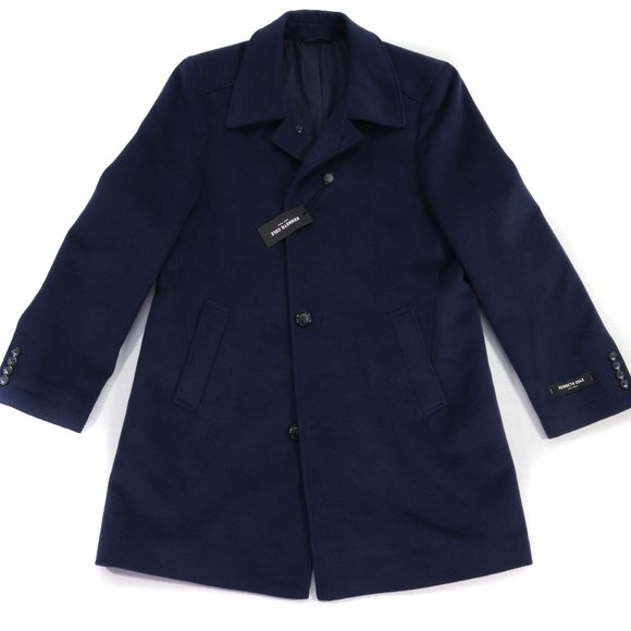 KENNETH COLE Navy Blue Short Long Dress Overcoat